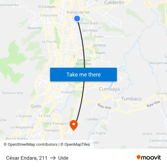 César Endara, 211 to Uide map