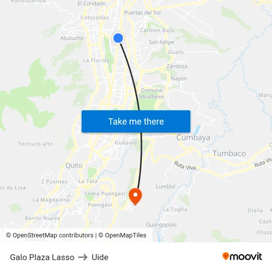 Galo Plaza Lasso to Uide map