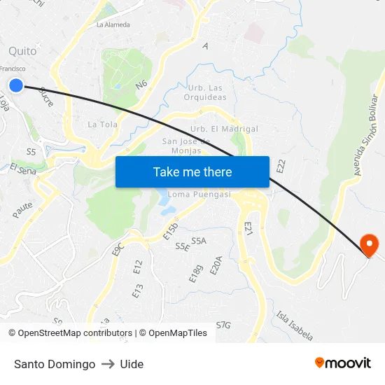 Santo Domingo to Uide map