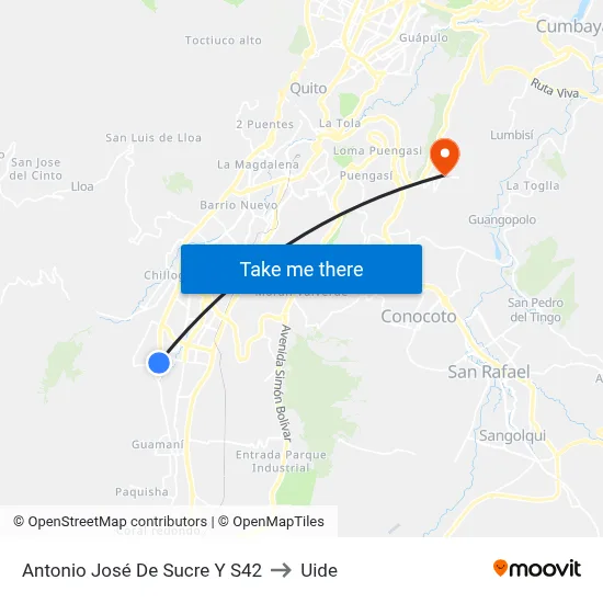 Antonio José De Sucre Y S42 to Uide map