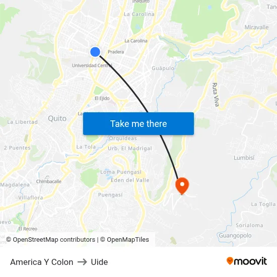 America Y Colon to Uide map