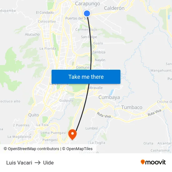 Luis Vacari to Uide map