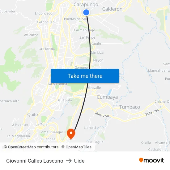 Giovanni Calles Lascano to Uide map