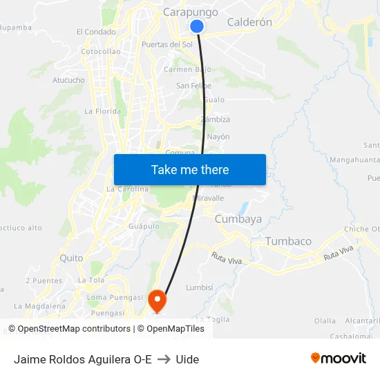 Jaime Roldos Aguilera O-E to Uide map
