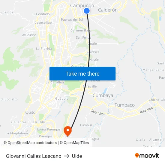 Giovanni Calles Lascano to Uide map