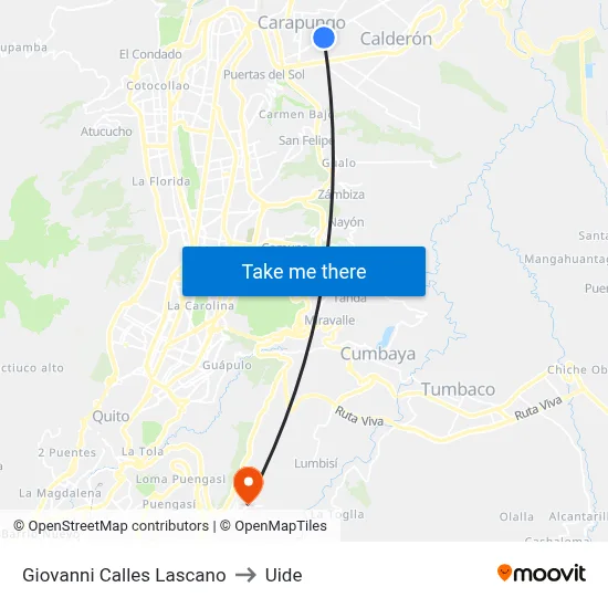 Giovanni Calles Lascano to Uide map