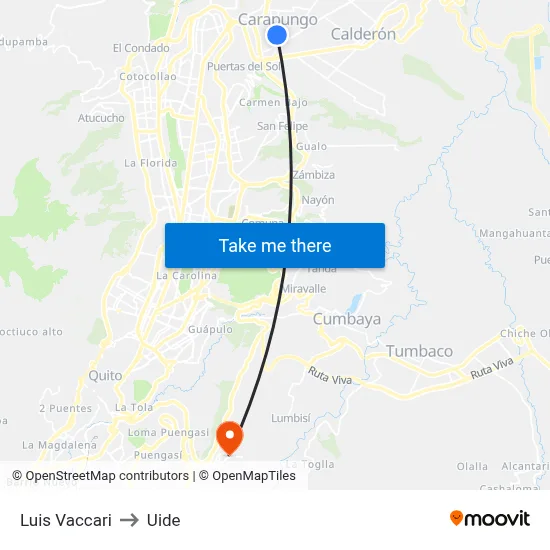 Luis Vaccari to Uide map