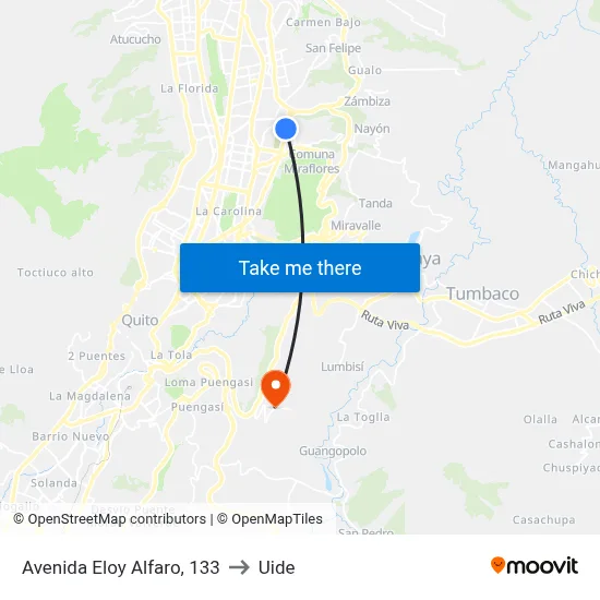 Avenida Eloy Alfaro, 133 to Uide map