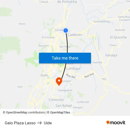 Galo Plaza Lasso to Uide map