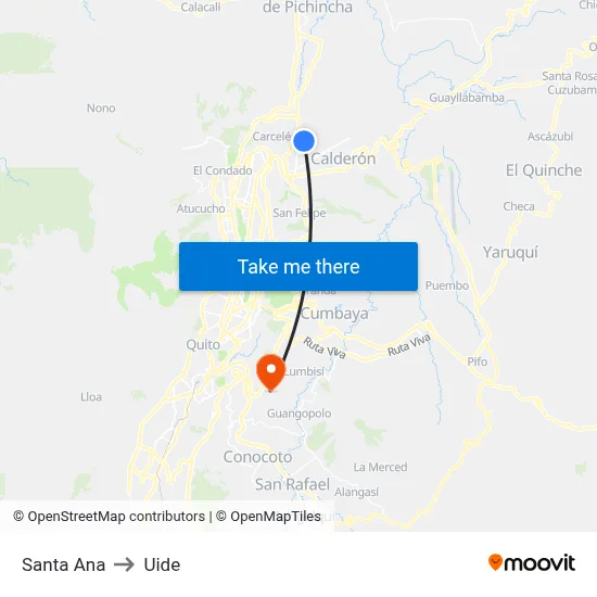 Santa Ana to Uide map