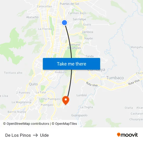 De Los Pinos to Uide map