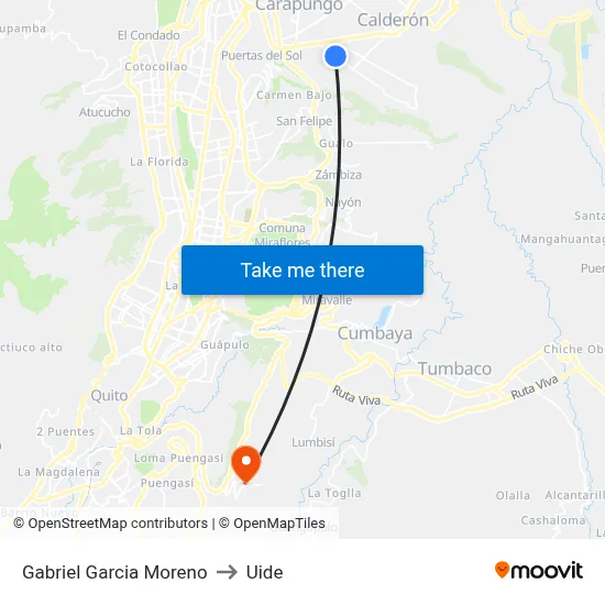 Gabriel Garcia Moreno to Uide map