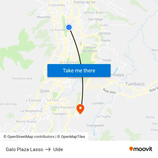 Galo Plaza Lasso to Uide map