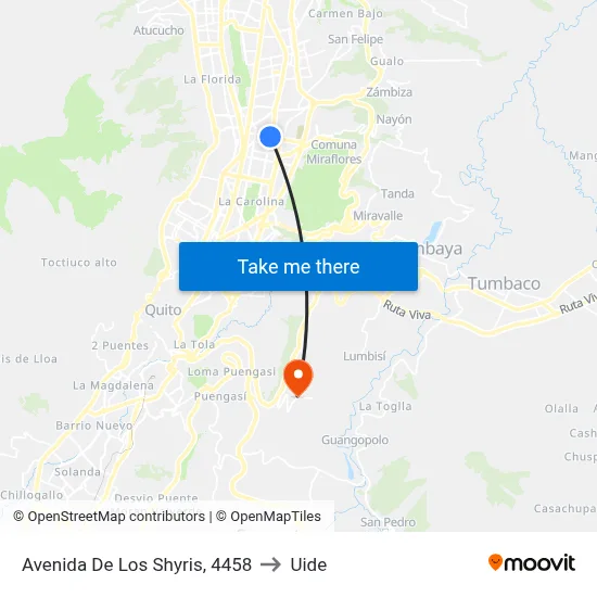 Avenida De Los Shyris, 4458 to Uide map