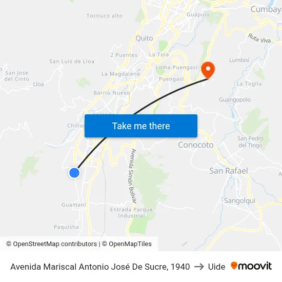 Avenida Mariscal Antonio José De Sucre, 1940 to Uide map