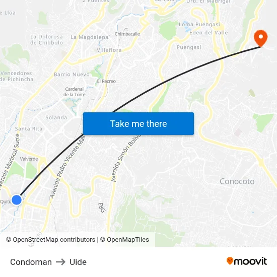 Condornan to Uide map