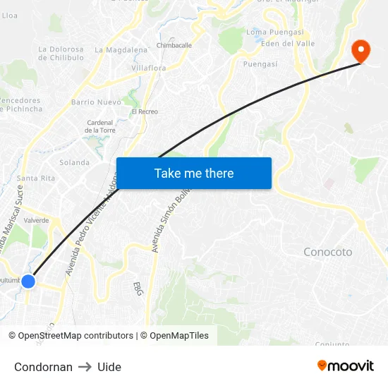 Condornan to Uide map