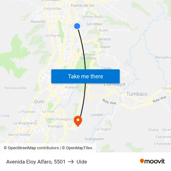 Avenida Eloy Alfaro, 5501 to Uide map