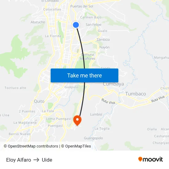Eloy Alfaro to Uide map