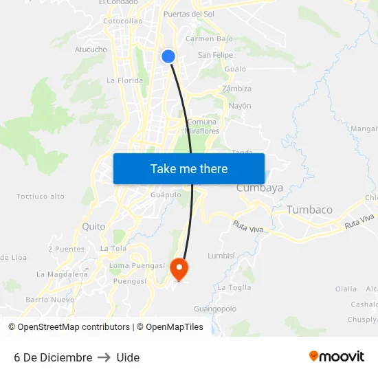 6 De Diciembre to Uide map