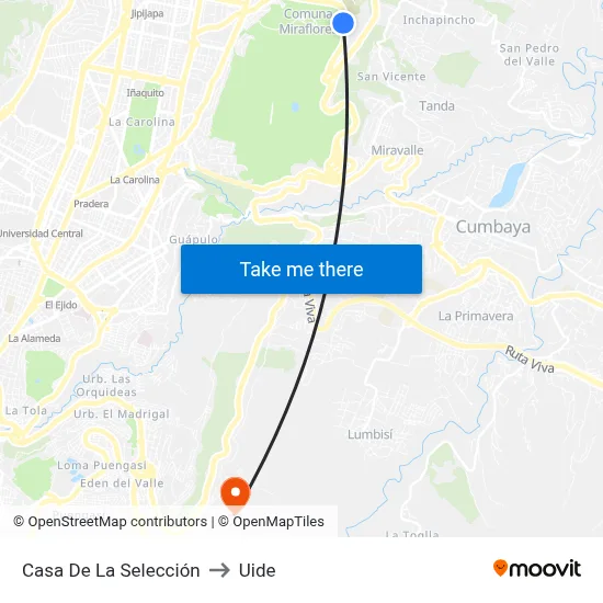 Casa De La Selección to Uide map