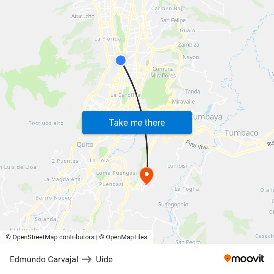 Edmundo Carvajal to Uide map