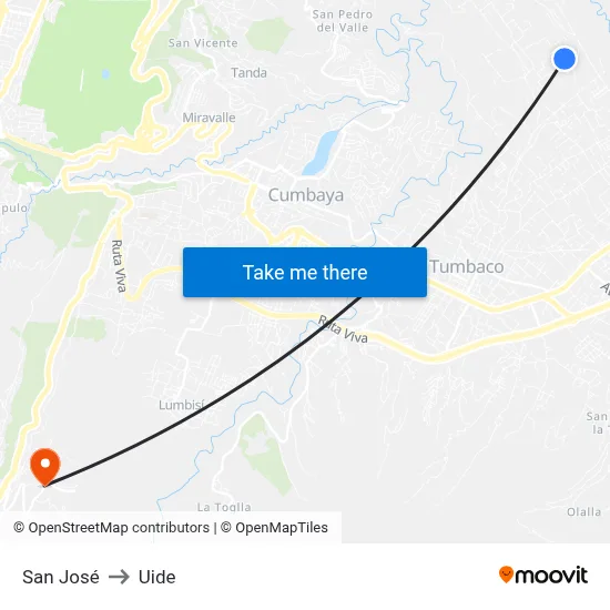 San José to Uide map