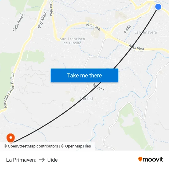 La Primavera to Uide map