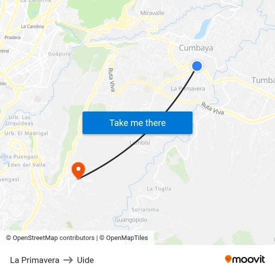 La Primavera to Uide map