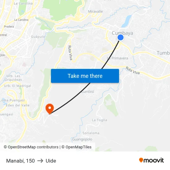 Manabí, 150 to Uide map