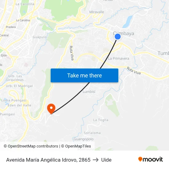 Avenida María Angélica Idrovo, 2865 to Uide map