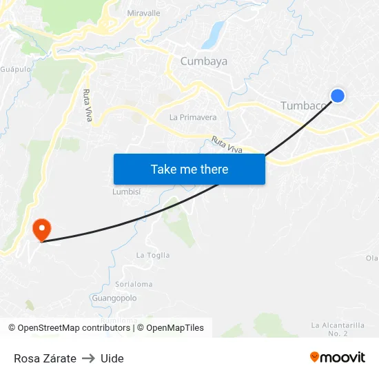 Rosa Zárate to Uide map