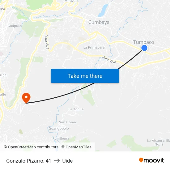 Gonzalo Pizarro, 41 to Uide map