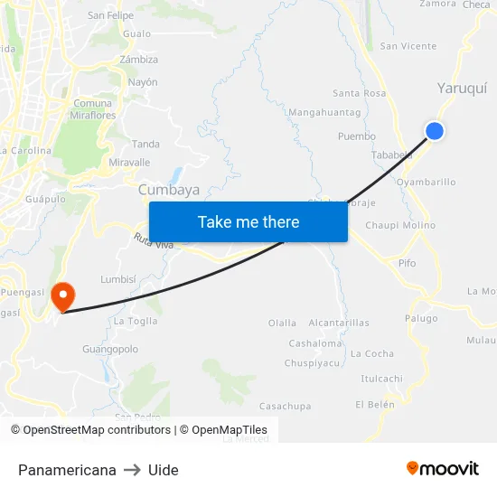 Panamericana to Uide map