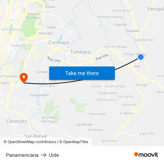 Panamericana to Uide map