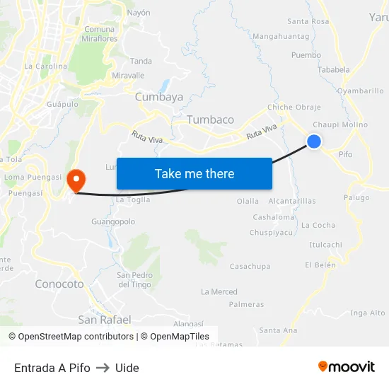 Entrada A Pifo to Uide map