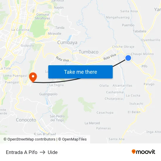 Entrada A Pifo to Uide map