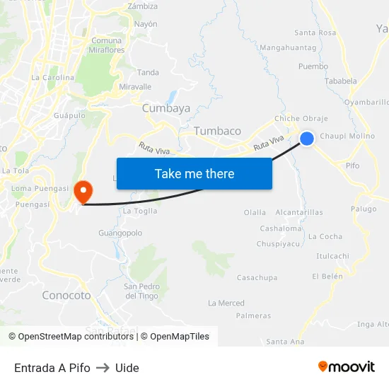 Entrada A Pifo to Uide map