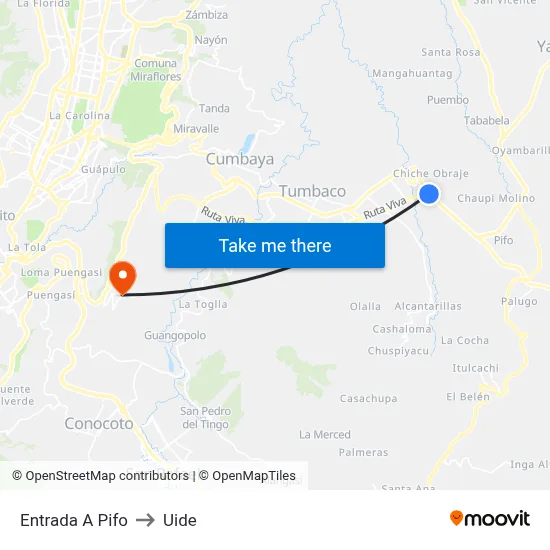 Entrada A Pifo to Uide map