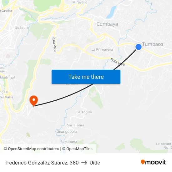 Federico González Suárez, 380 to Uide map