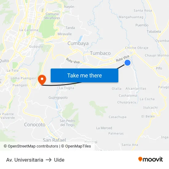Av. Universitaria to Uide map