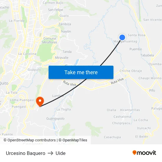 Urcesino Baquero to Uide map