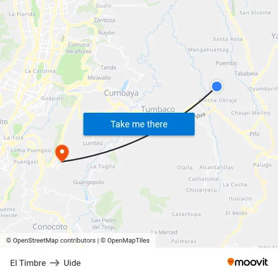 El Timbre to Uide map