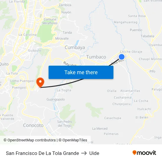 San Francisco De La Tola Grande to Uide map