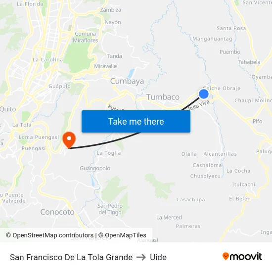 San Francisco De La Tola Grande to Uide map