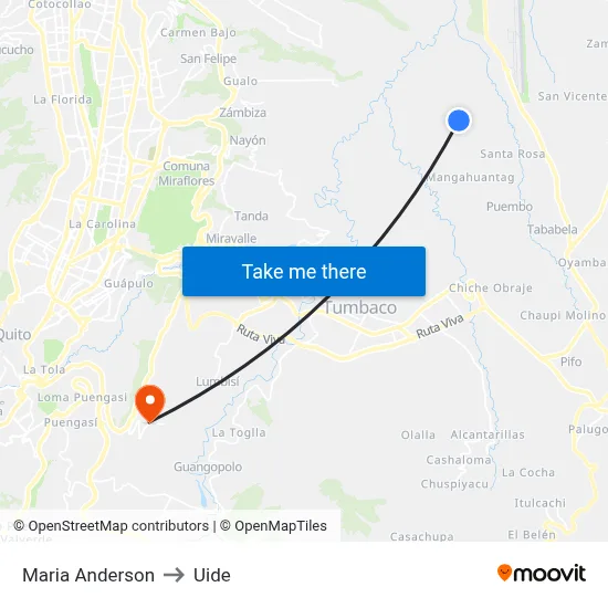 Maria Anderson to Uide map