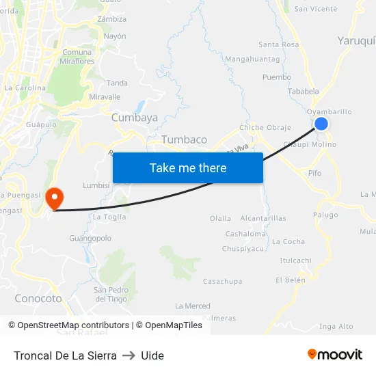 Troncal De La Sierra to Uide map