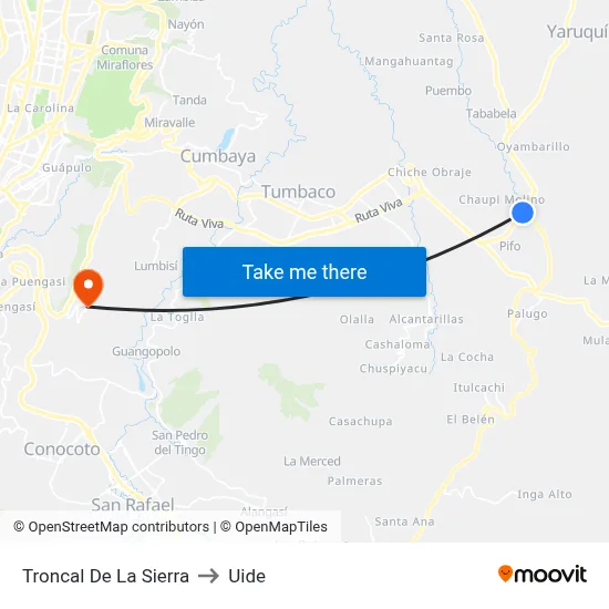 Troncal De La Sierra to Uide map