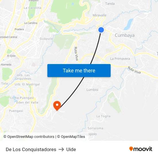 De Los Conquistadores to Uide map