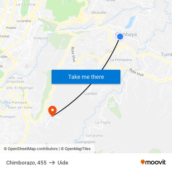 Chimborazo, 455 to Uide map